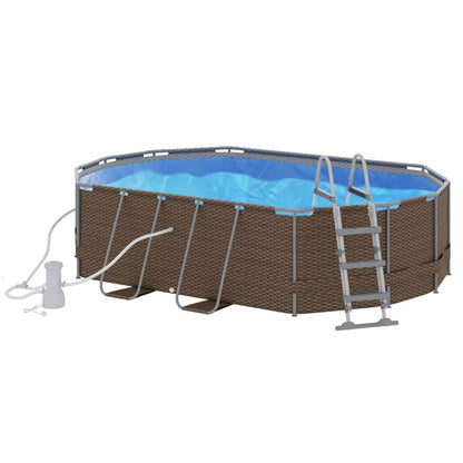 14' x 10' x 3' Above Ground Swimming Pool, Non-Inflatable Steel Frame Pool with Filter Pump, Safety Ladder for 1-6 People