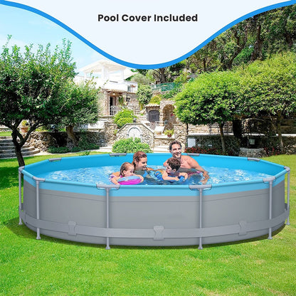 Ground Swimming Pools with Pump 12ft x 12ft x 30inch for Family Water Sport Backyard Garden