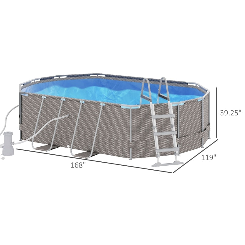 14' x 10' x 3' Above Ground Swimming Pool, Non-Inflatable Steel Frame Pool with Filter Pump, Safety Ladder for 1-6 People