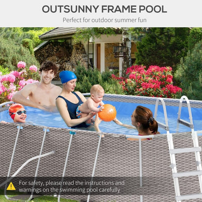 14' x 10' x 3' Above Ground Swimming Pool, Non-Inflatable Steel Frame Pool with Filter Pump, Safety Ladder for 1-6 People