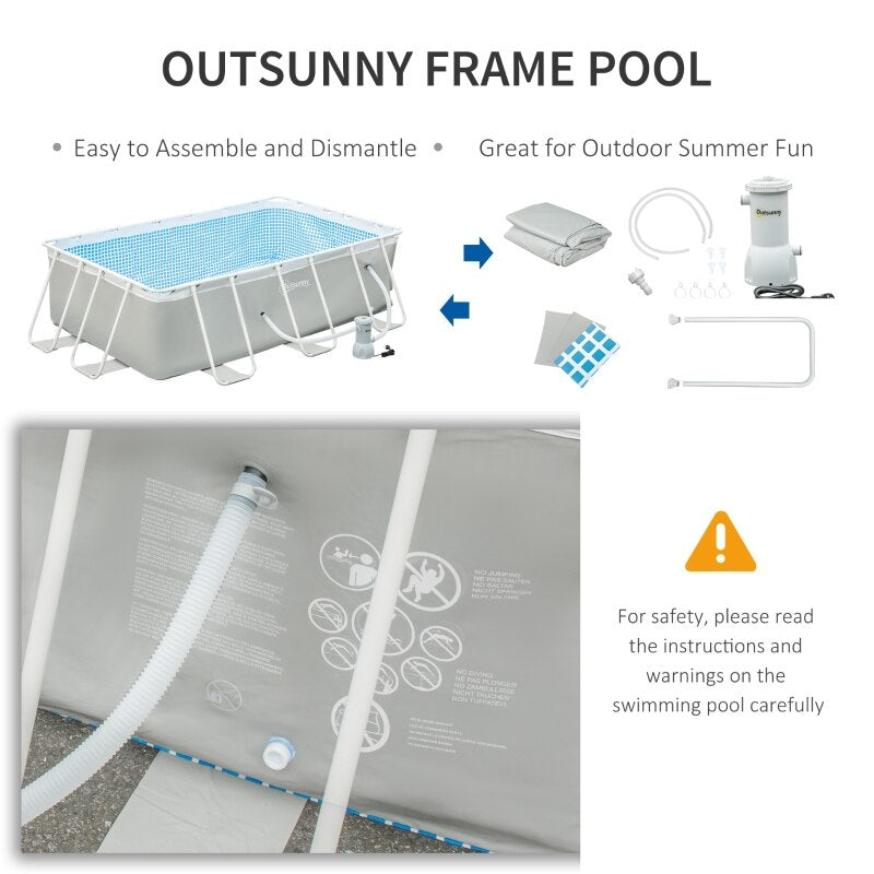 Outsunny 11ft x 6ft x 32in Outdoor Rectangular Frame Above Ground Swimming Pool