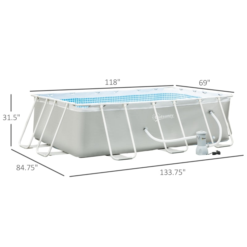 Outsunny 11ft x 6ft x 32in Outdoor Rectangular Frame Above Ground Swimming Pool