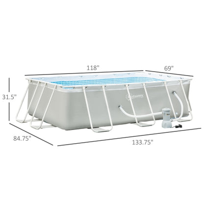 Outsunny 11ft x 6ft x 32in Outdoor Rectangular Frame Above Ground Swimming Pool