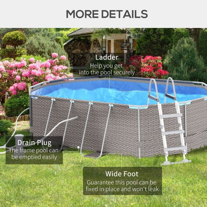 14' x 10' x 3' Above Ground Swimming Pool, Non-Inflatable Steel Frame Pool with Filter Pump, Safety Ladder for 1-6 People