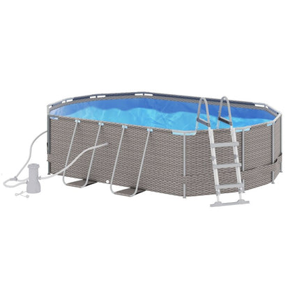 14' x 10' x 3' Above Ground Swimming Pool, Non-Inflatable Steel Frame Pool with Filter Pump, Safety Ladder for 1-6 People